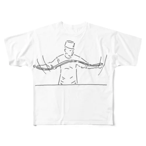 麺打ち フルグラフィックTシャツ