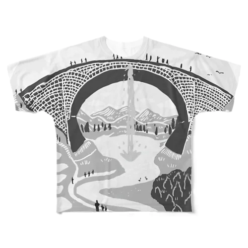 TSUJUNKYO　モノクローム All-Over Print T-Shirt