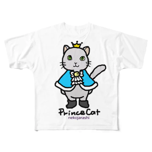 ねこの王子様＊ブルー フルグラフィックTシャツ