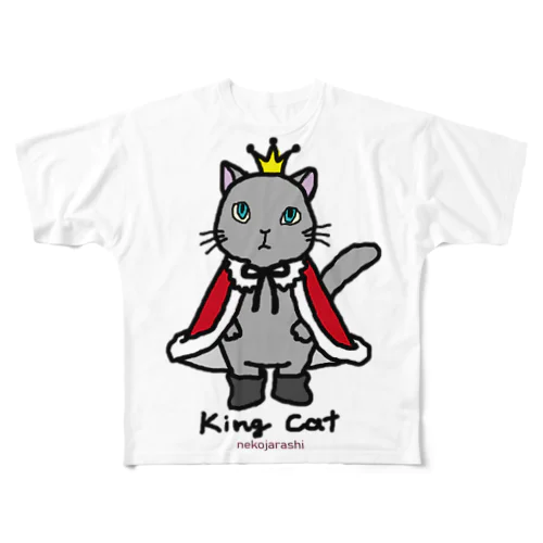 ねこの王様＊赤 フルグラフィックTシャツ