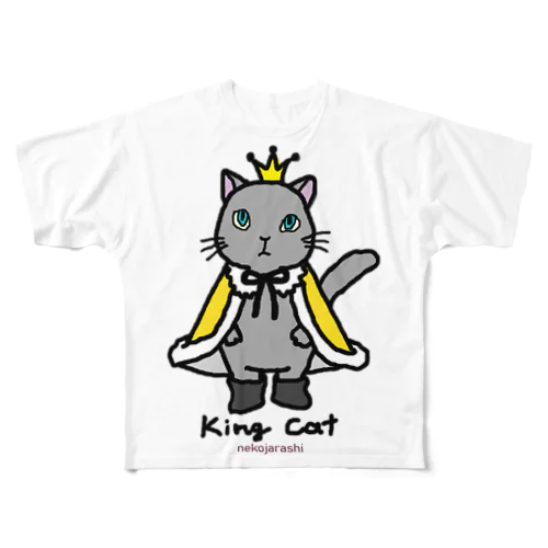 ねこの王様＊黄 フルグラフィックTシャツ