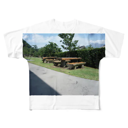 仙巌園のベンチ All-Over Print T-Shirt