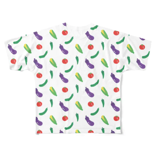 カラフルな夏野菜のパターン All-Over Print T-Shirt