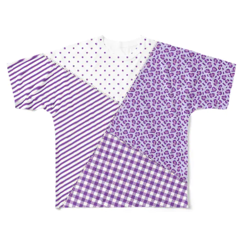 パッチワーク風Tシャツ ～ Purple ～ フルグラフィックTシャツ