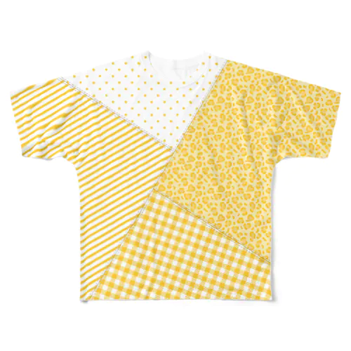 パッチワーク風Tシャツ ～ Yellow ～ フルグラフィックTシャツ