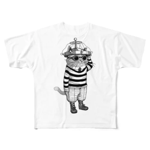 ＥＳＰハットをかぶった猫 All-Over Print T-Shirt