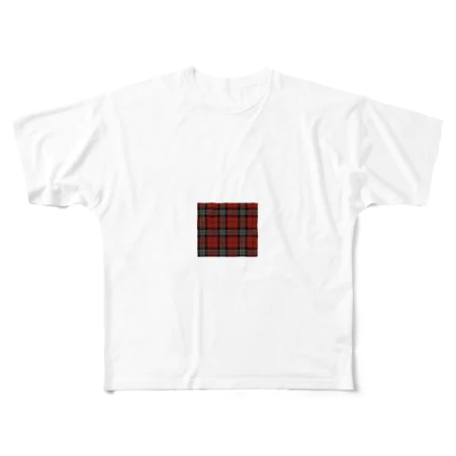 赤タータンチェック  フルグラフィックTシャツ