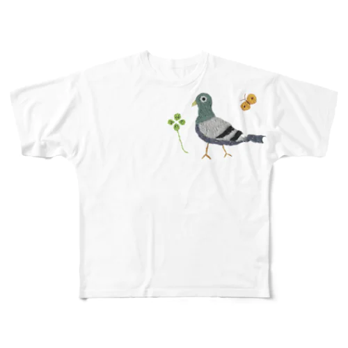 刺繍の鳩ぽっぽ フルグラフィックTシャツ