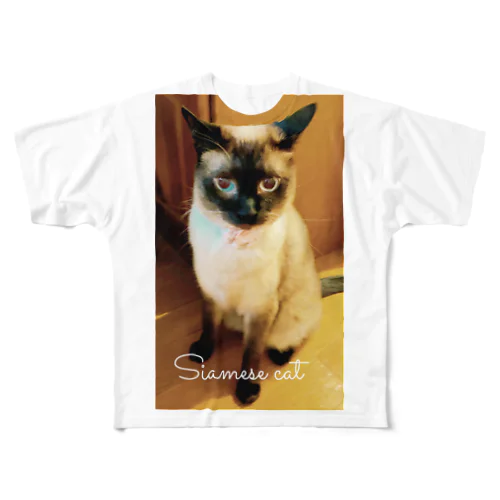 Siamese cat シャム猫 フルグラフィックTシャツ