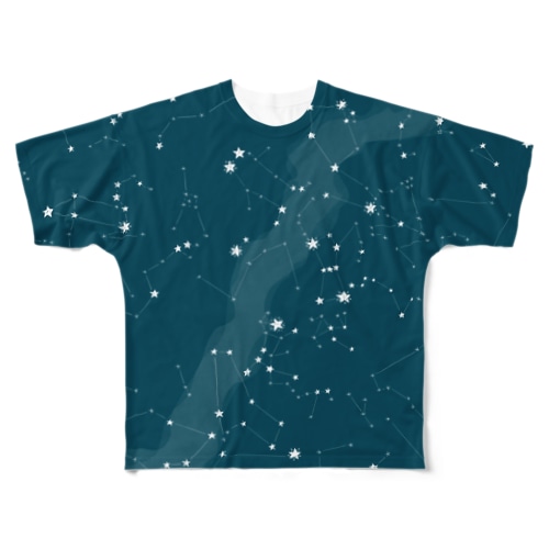 星座の落書き　青地 All-Over Print T-Shirt