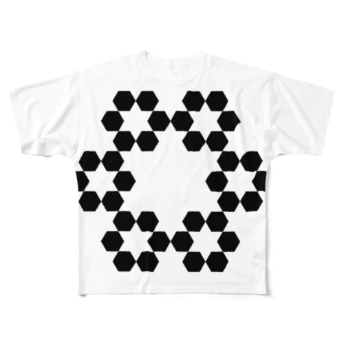 Fractal Cantor Snowflake フルグラフィックTシャツ