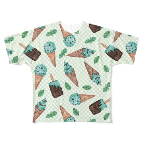 チョコミントアイス フルグラフィックTシャツ