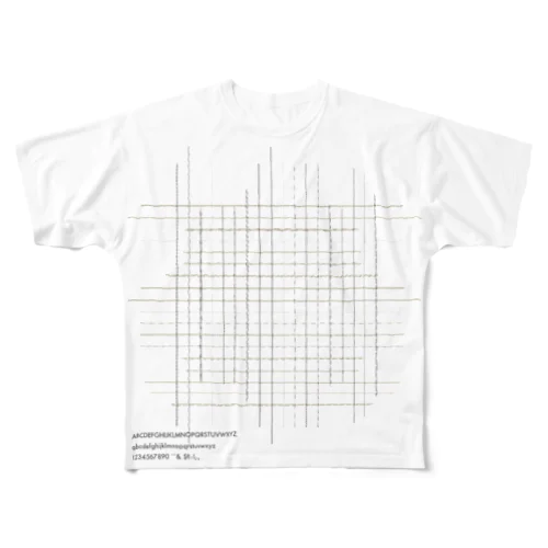 活版清刷り／罫線と欧文活字 All-Over Print T-Shirt