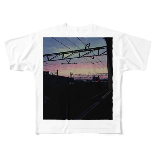 夕焼け空のホーム フルグラフィックTシャツ