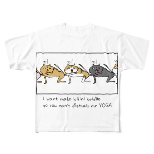 ヨガのジャマ猫 All-Over Print T-Shirt
