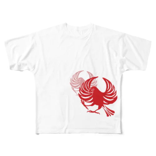 文鳥紋～紅 All-Over Print T-Shirt