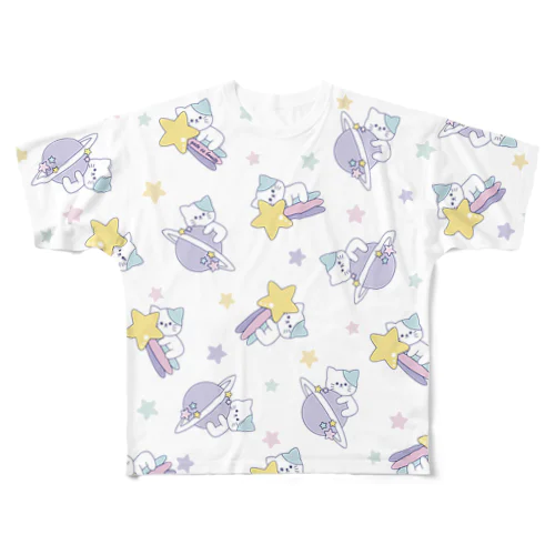 ファンシースターリーにゃんこ All-Over Print T-Shirt