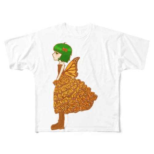 越冬！オオカバマダラドレス All-Over Print T-Shirt