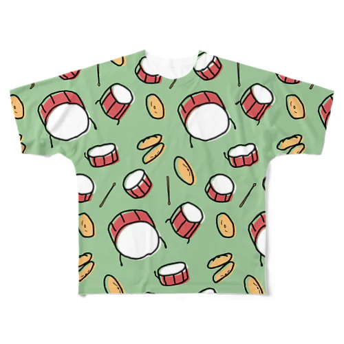 どらむせっと・ぐりーん All-Over Print T-Shirt