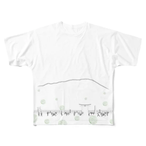 チャグチャグ馬コ行列 フルグラ 緑 All-Over Print T-Shirt