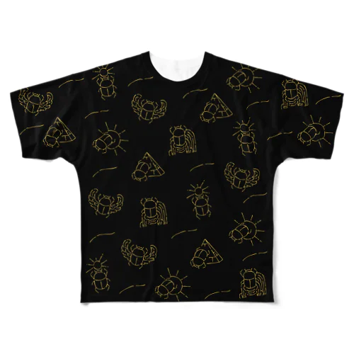 スカラベ_ブラック All-Over Print T-Shirt