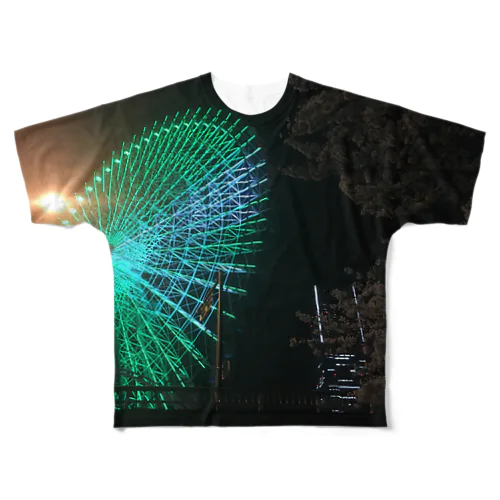 夜桜観覧車 All-Over Print T-Shirt