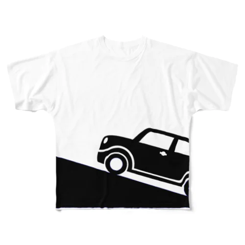 坂道を登る車 フルグラフィックTシャツ