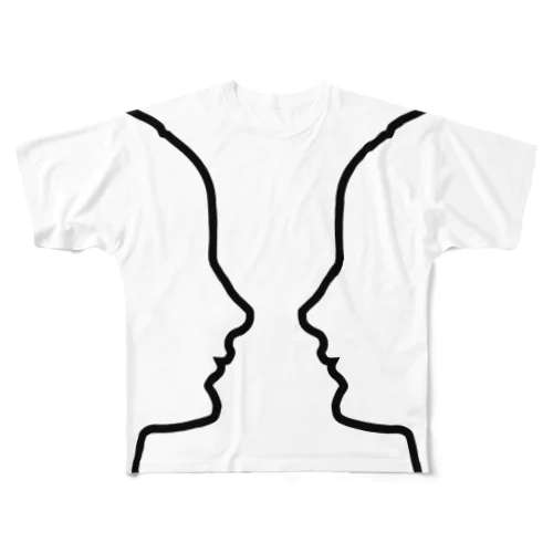『ある女性の肖像』ルビンの壺風（ホワイト） All-Over Print T-Shirt