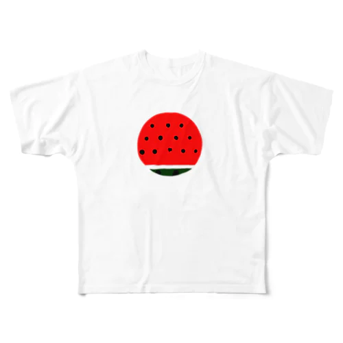 まるいスイカ ハートの種 All-Over Print T-Shirt