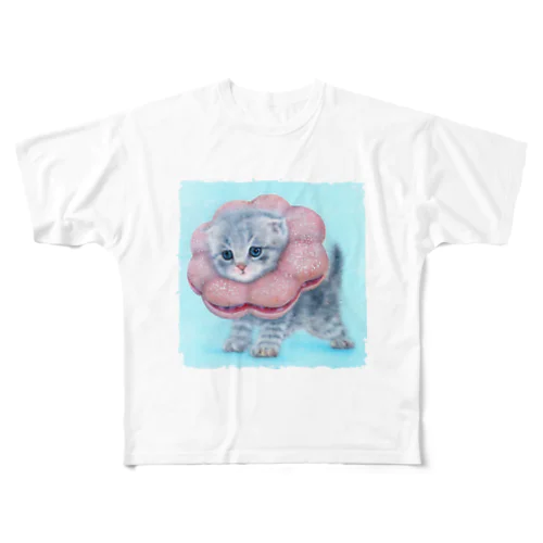萌獣 猫 ポンデニャイオン：さくらもち フルグラフィックTシャツ