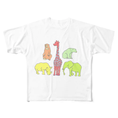 動物 All-Over Print T-Shirt