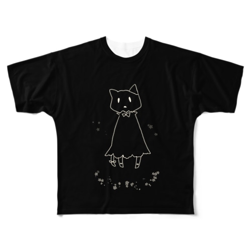 黒そらねこ All-Over Print T-Shirt