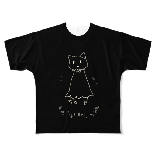 黒そらねこ フルグラフィックTシャツ