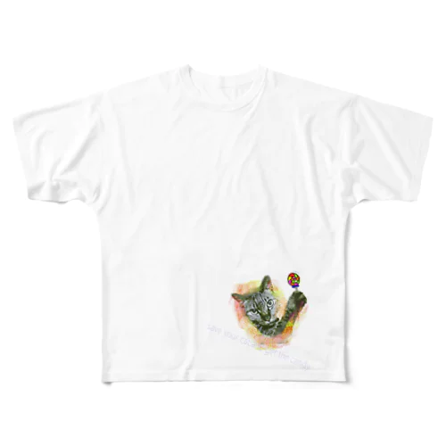 プエルトリコ（猫）withキャンディー All-Over Print T-Shirt