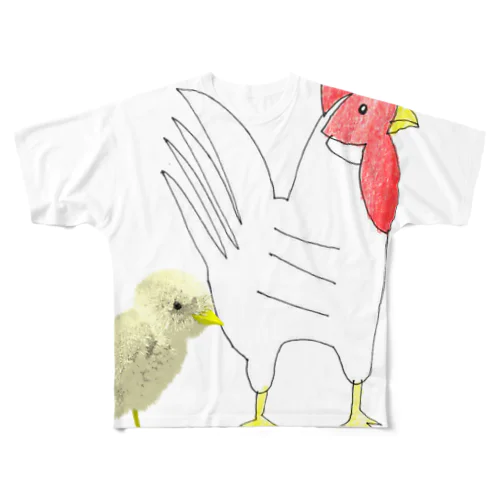 にわとりとヒヨコ All-Over Print T-Shirt