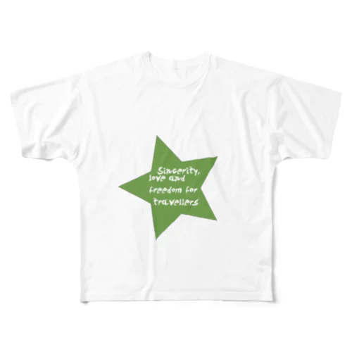 Sincerity,love and freedom for travellers フルグラフィックTシャツ