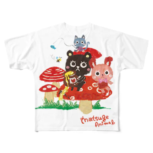 くまとうさぎ All-Over Print T-Shirt