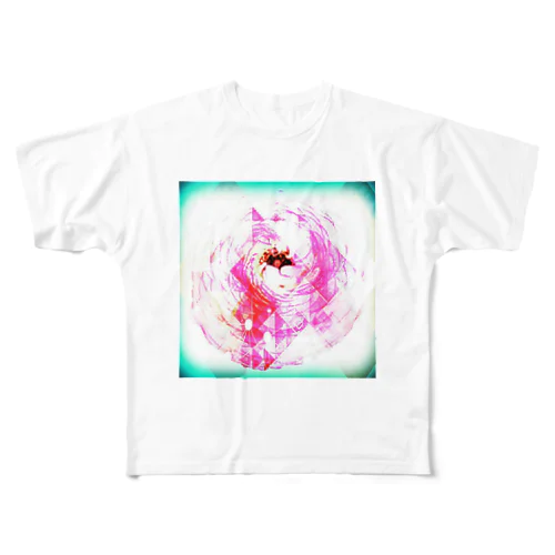 PINK×greenFLOWER All-Over Print T-Shirt