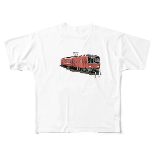 名古屋の赤い電車 フルグラフィックTシャツ