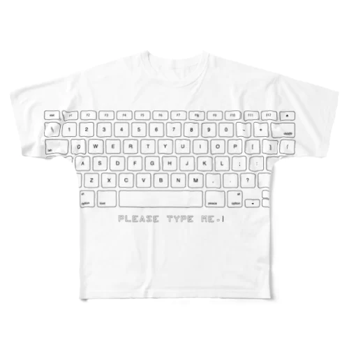 TYPE ME. white フルグラフィックTシャツ