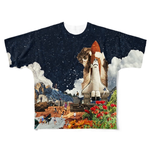 シャトル猫【夜の部】 All-Over Print T-Shirt