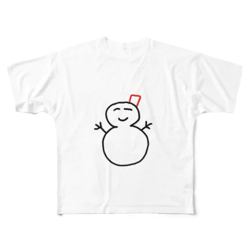 雪だるま フルグラフィックTシャツ