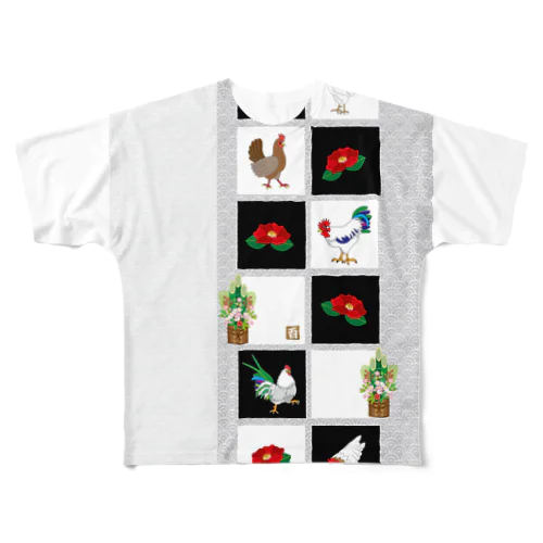 酉年のニワトリのイラストgoods フルグラフィックTシャツ