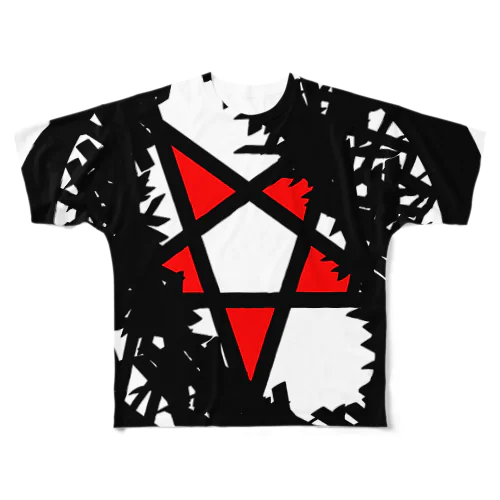 Devil star Red フルグラフィックTシャツ