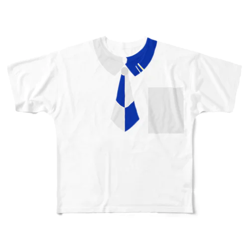 ネクタイ君（ブルー） フルグラフィックTシャツ