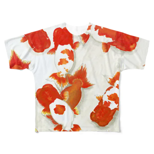 【金魚】宇野系ランチュウ～秋の群泳～ All-Over Print T-Shirt