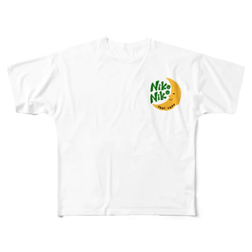 nikonikoロゴグリーン フルグラフィックTシャツ