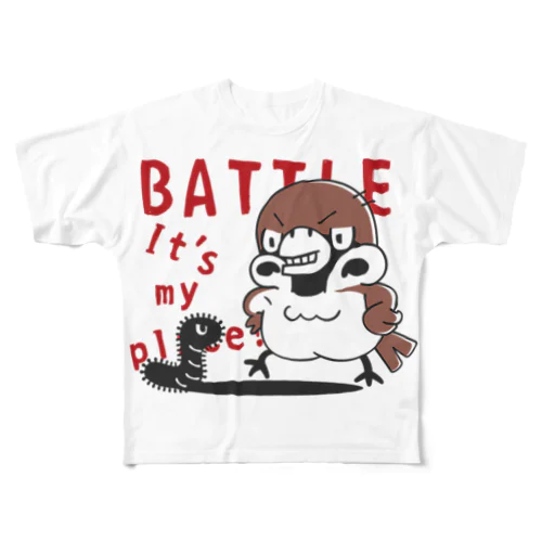 スズメがちゅん　BATTLEちゅん All-Over Print T-Shirt