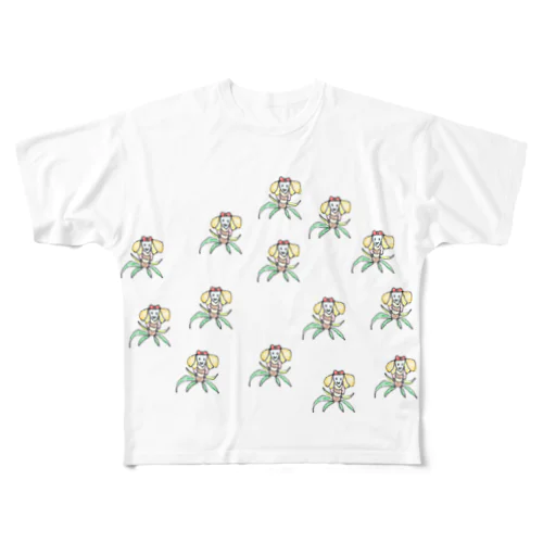 ヤシの木と蝶々の合体女子 All-Over Print T-Shirt