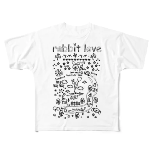 手書きうさぎT All-Over Print T-Shirt